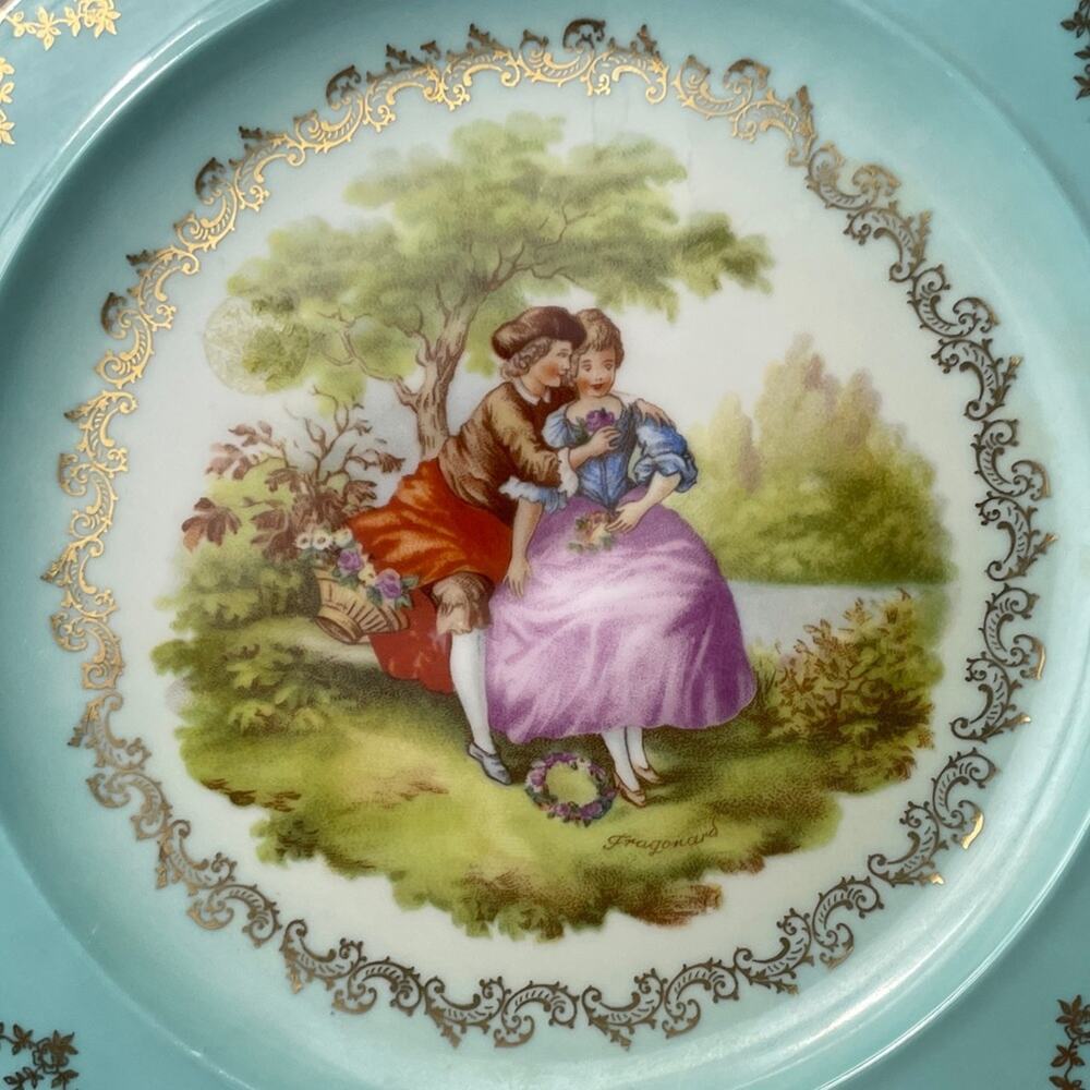 West Germany Rembrandt 10.5" Dinner Plate by Gloria Fine Porcelain Gilt‎ - Picture 2 of 7